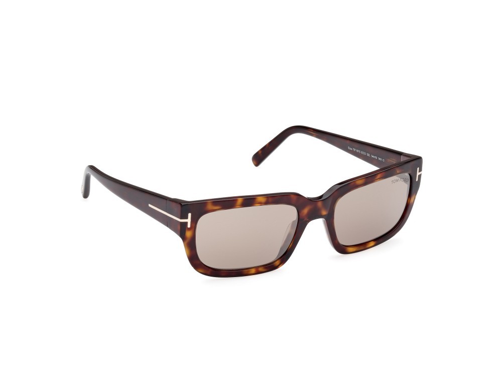 Sonnenbrillen Tom Ford Ezra FT1075 (52L) farbe avana scura form rechteckig gläser roviex specchiato