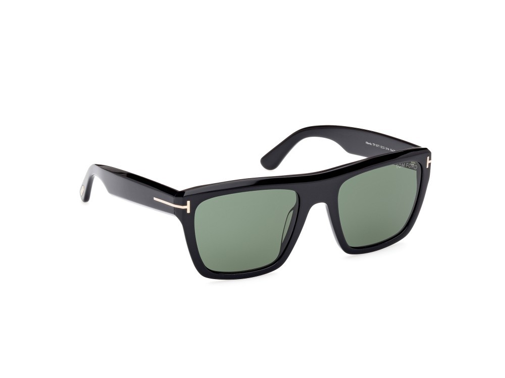 Sonnenbrillen Tom Ford Alberto FT1077 (01N) farbe nero lucido form quadratisch gläser verde