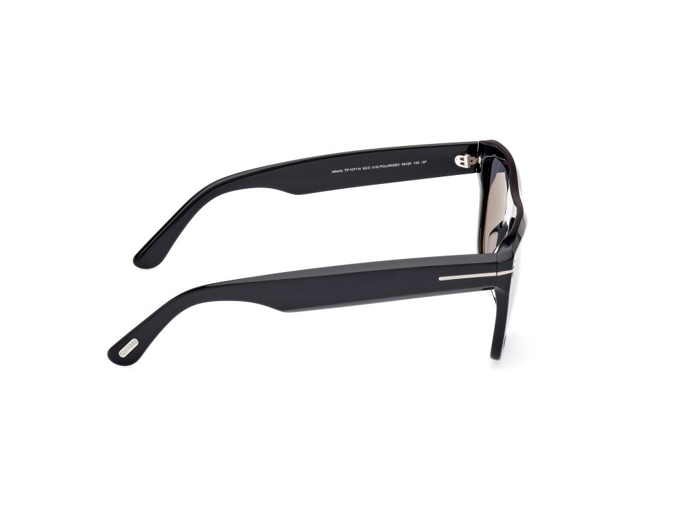 Sonnenbrillen Tom Ford Alberto FT1077-N (01D) farbe nero lucido form quadratisch gläser fumo polar.