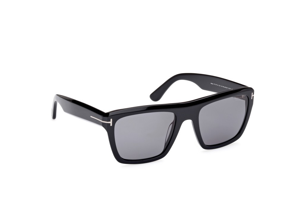 Sonnenbrillen Tom Ford Alberto FT1077-N (01D) farbe nero lucido form quadratisch gläser fumo polar.