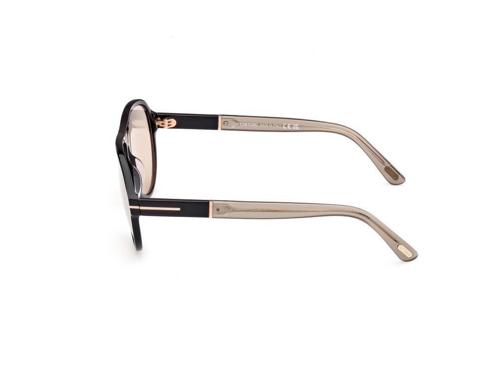 Sonnenbrillen Tom Ford Quincy FT1080 (01E) farbe nero lucido form aviator gläser marrone