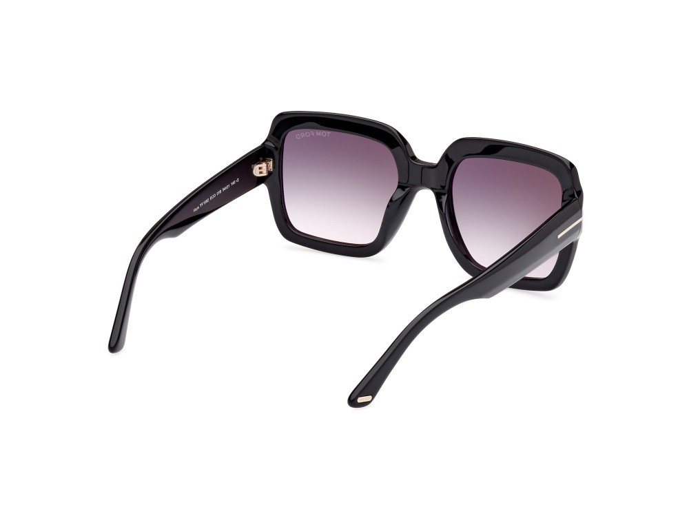 Sunglasses Tom Ford Kaia FT1082 (01B) color nero lucido shape square lenses fumo grad.