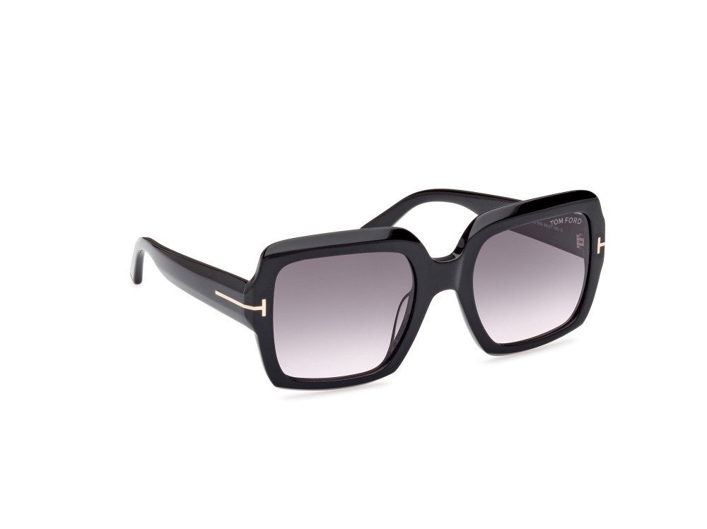 Sunglasses Tom Ford Kaia FT1082 (01B) color nero lucido shape square lenses fumo grad.