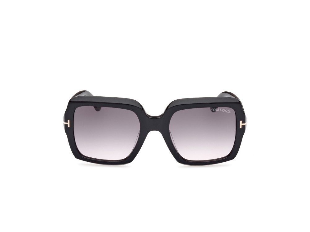Sunglasses Tom Ford Kaia FT1082 (01B) color nero lucido shape square lenses fumo grad.