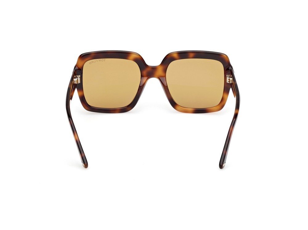 Sonnenbrillen Tom Ford Kaia FT1082 (53E) farbe avana bionda form quadratisch gläser marrone 