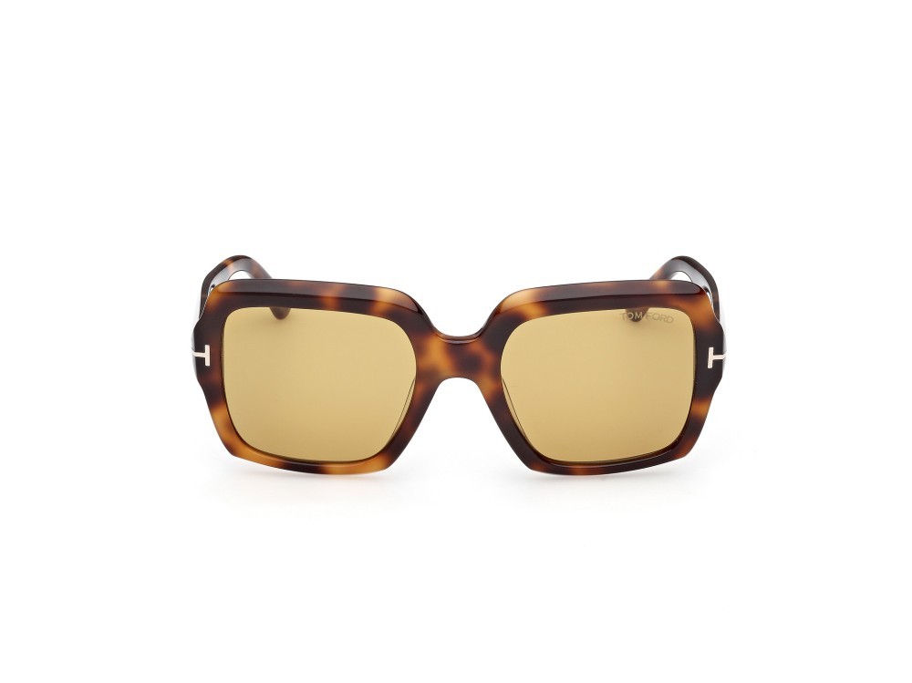Sonnenbrillen Tom Ford Kaia FT1082 (53E) farbe avana bionda form quadratisch gläser marrone 