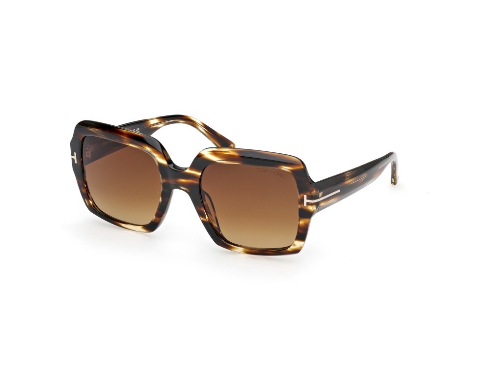 Sunglasses Tom Ford Kaia FT1082 (55F) color avana colorata shape square lenses marrone sfumato