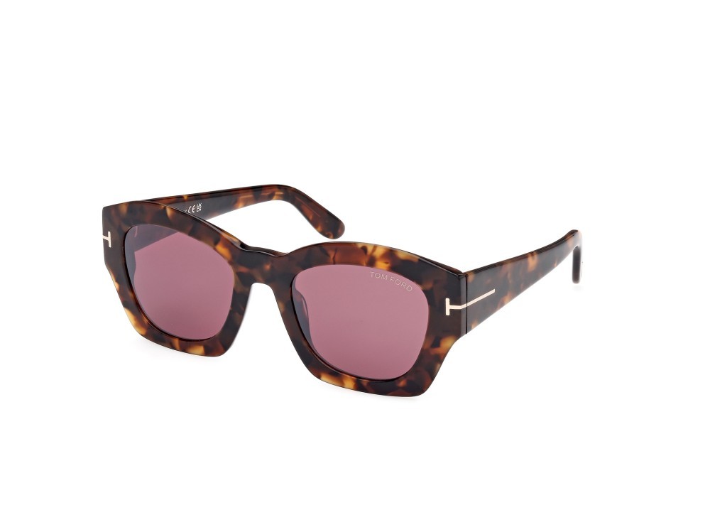 Sonnenbrillen Tom Ford Guilliana FT1083 (52T) farbe avana scura form geometrisch gläser bordeaux grad.