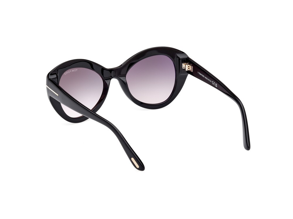 Sonnenbrillen Tom Ford Guinevere FT1084 (01B) farbe nero lucido form schmetterling gläser fumo grad.