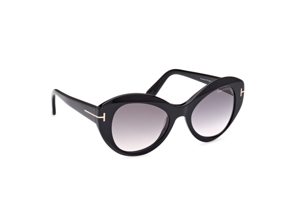 Sonnenbrillen Tom Ford Guinevere FT1084 (01B) farbe nero lucido form schmetterling gläser fumo grad.