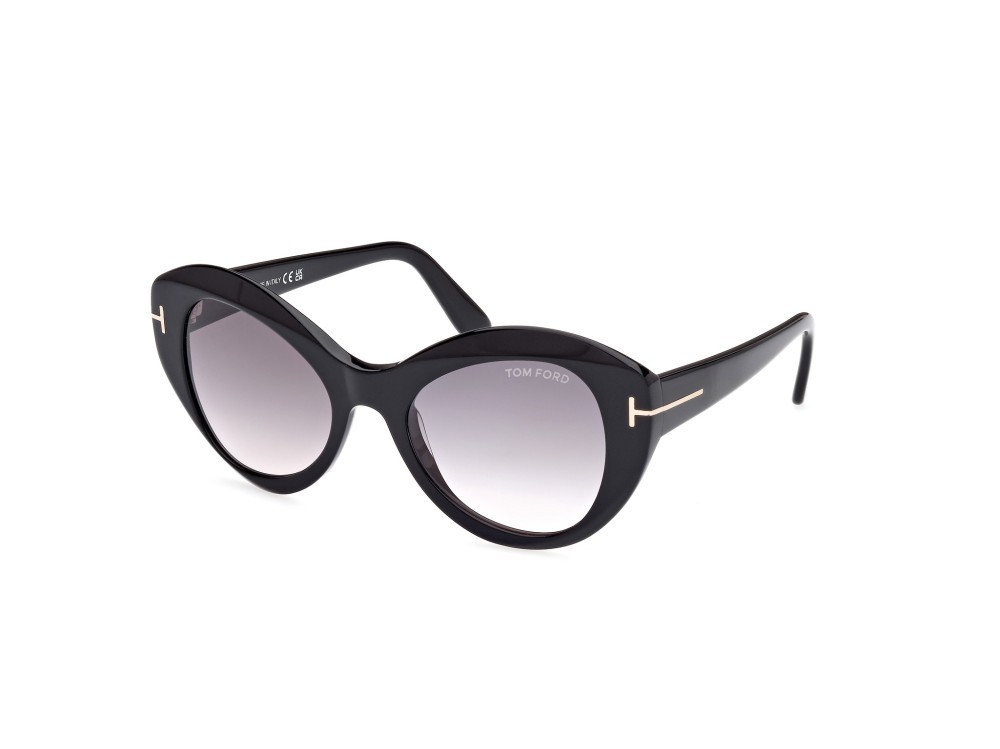 Sonnenbrillen Tom Ford Guinevere FT1084 (01B) farbe nero lucido form schmetterling gläser fumo grad.