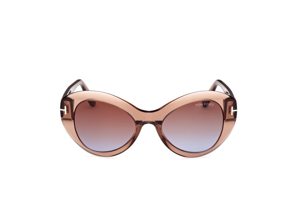 Sonnenbrillen Tom Ford Guinevere FT1084 (48F) farbe marrone scuro lucido form schmetterling gläser marrone grad.