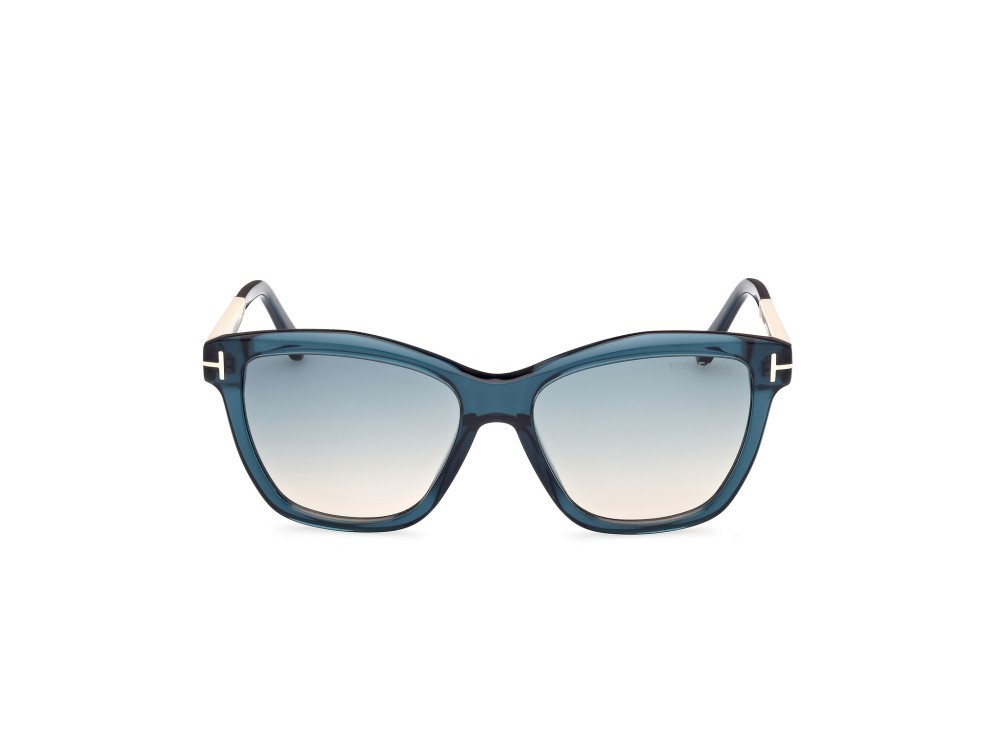 Sonnenbrillen Tom Ford Lucia FT1087 (90P) farbe blu lucido form quadratisch gläser verde grad.