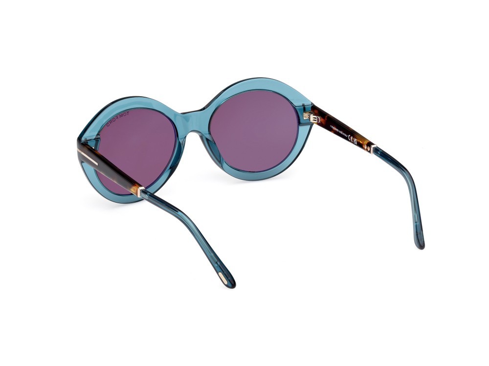 Sonnenbrillen Tom Ford Seraphina FT1088 (90E) farbe blu lucido form rund gläser marrone