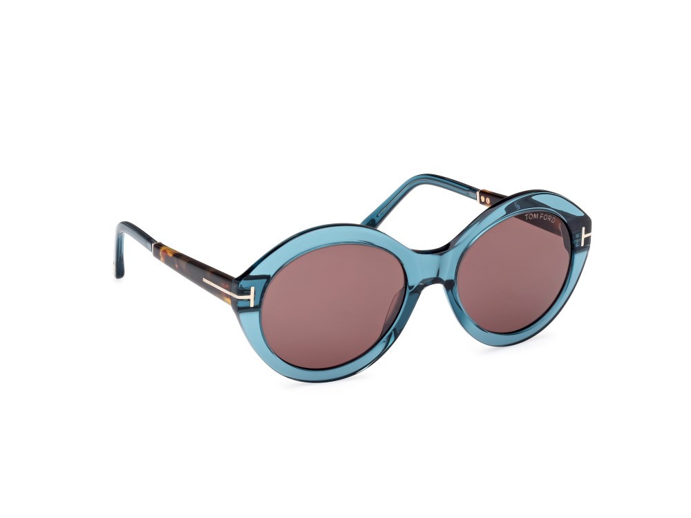 Sonnenbrillen Tom Ford Seraphina FT1088 (90E) farbe blu lucido form rund gläser marrone