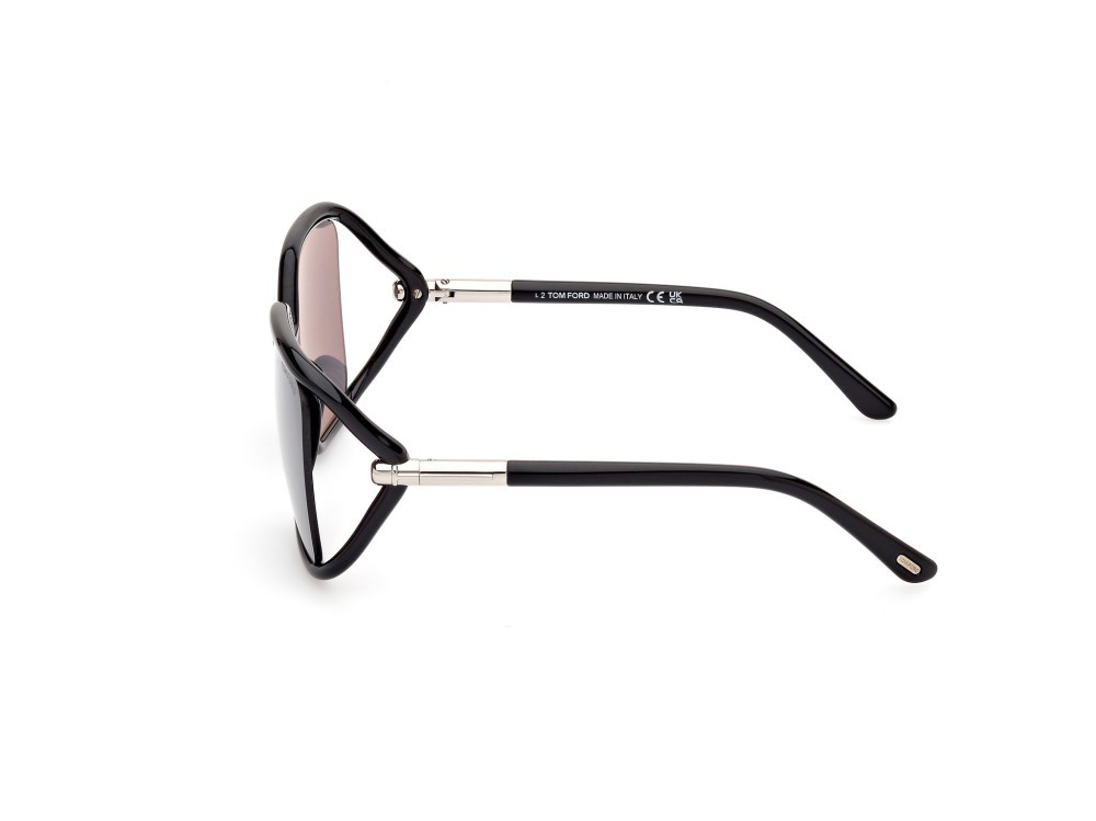 Sonnenbrillen Tom Ford Solange-02 FT1089 (01C) farbe nero lucido form schmetterling gläser fumo specchiato