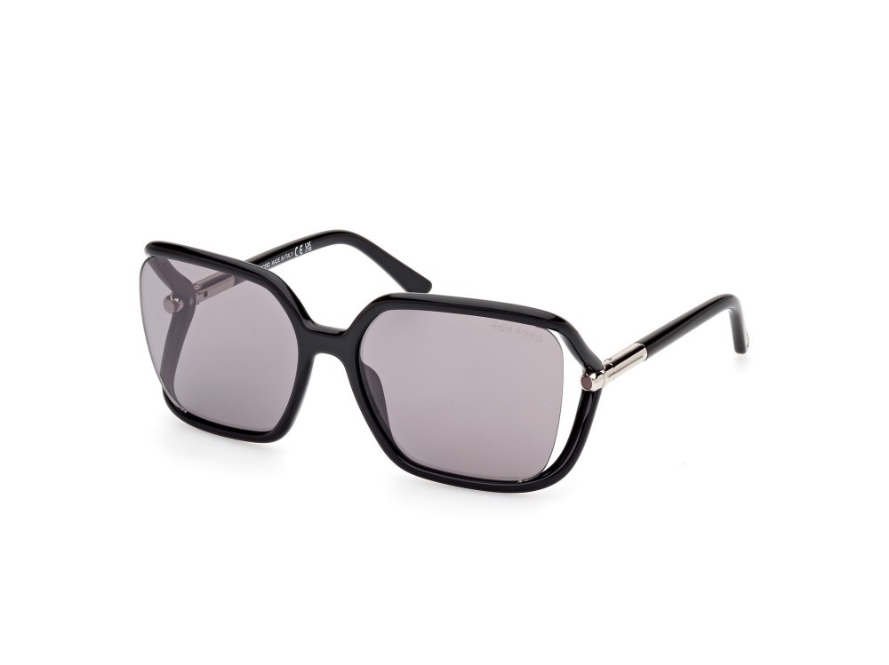 Sonnenbrillen Tom Ford Solange-02 FT1089 (01C) farbe nero lucido form schmetterling gläser fumo specchiato