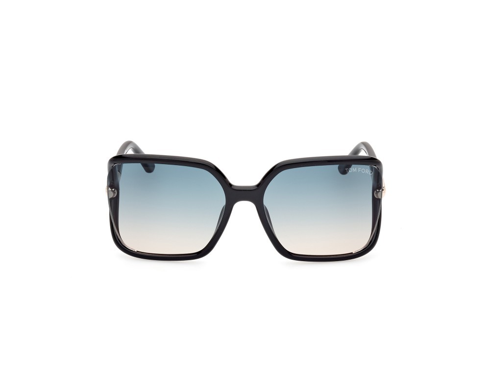 Sonnenbrillen Tom Ford Solange-02 FT1089 (01P) farbe nero lucido form schmetterling gläser verde grad.