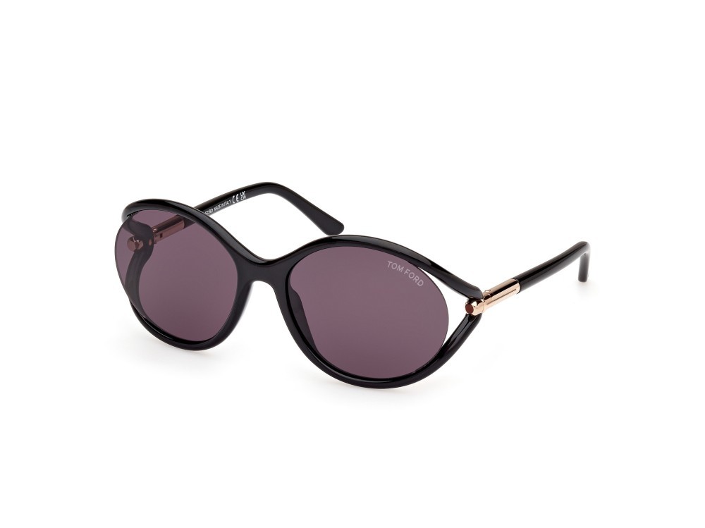 Sonnenbrillen Tom Ford Melody FT1090 (01A) farbe nero lucido form rund gläser fumo