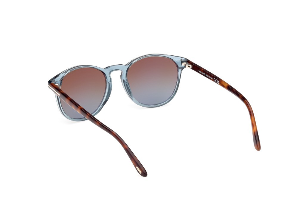 Sonnenbrillen Tom Ford Lewis FT1097 (90F) farbe blu lucido form rund gläser marrone sfumato
