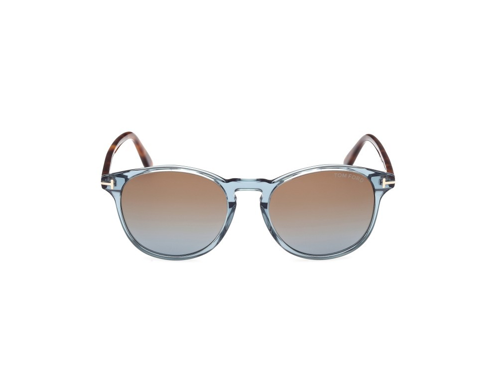 Sonnenbrillen Tom Ford Lewis FT1097 (90F) farbe blu lucido form rund gläser marrone sfumato