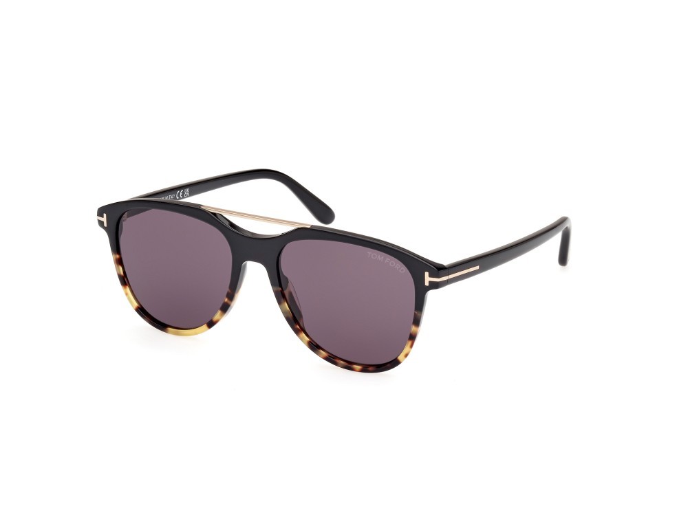 Sonnenbrillen Tom Ford Damian-02 FT1098 (05A) farbe nero avana / nero lucido form aviator gläser fumo