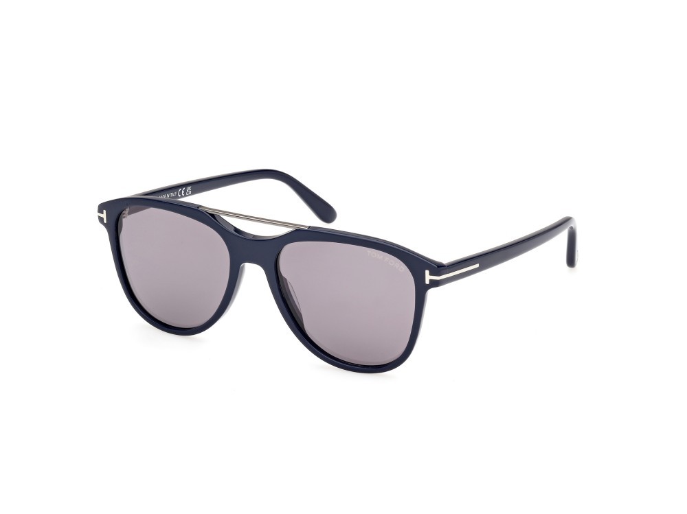 Sonnenbrillen Tom Ford Damian-02 FT1098 (90C) farbe blu lucido form aviator gläser fumo specchiato
