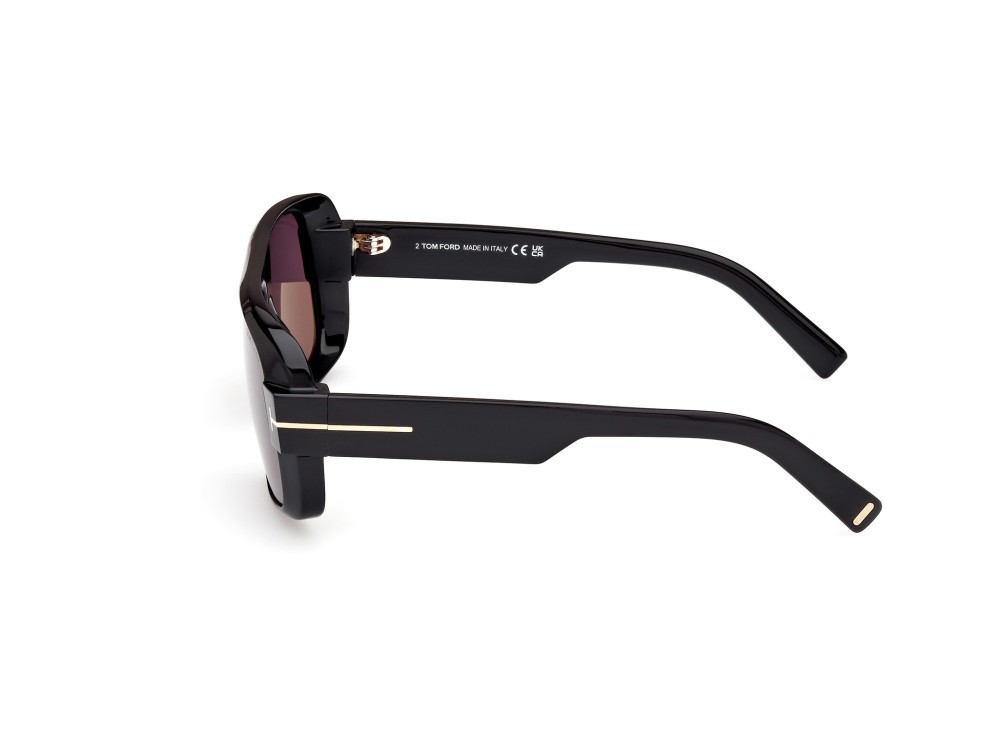 Sunglasses Tom Ford Turner FT1101 (01A) color nero lucido shape navigator lenses fumo
