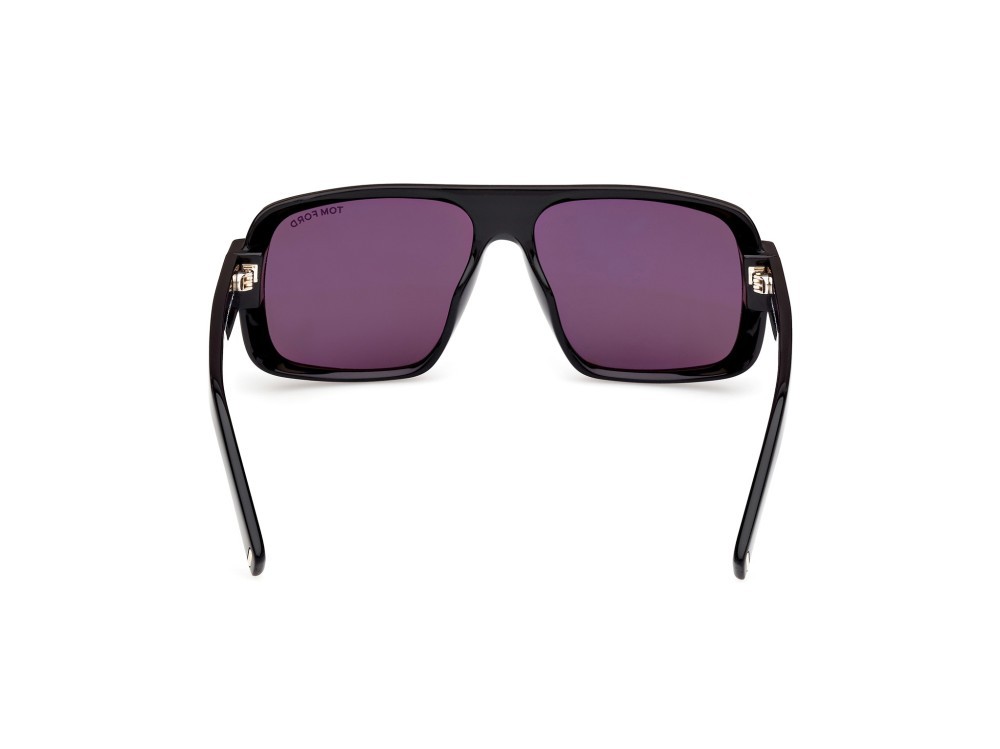 Sunglasses Tom Ford Turner FT1101 (01A) color nero lucido shape navigator lenses fumo