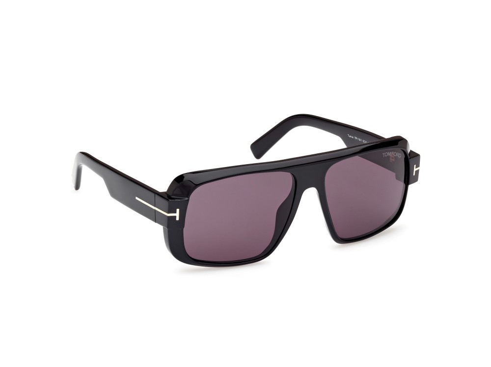 Sunglasses Tom Ford Turner FT1101 (01A) color nero lucido shape navigator lenses fumo