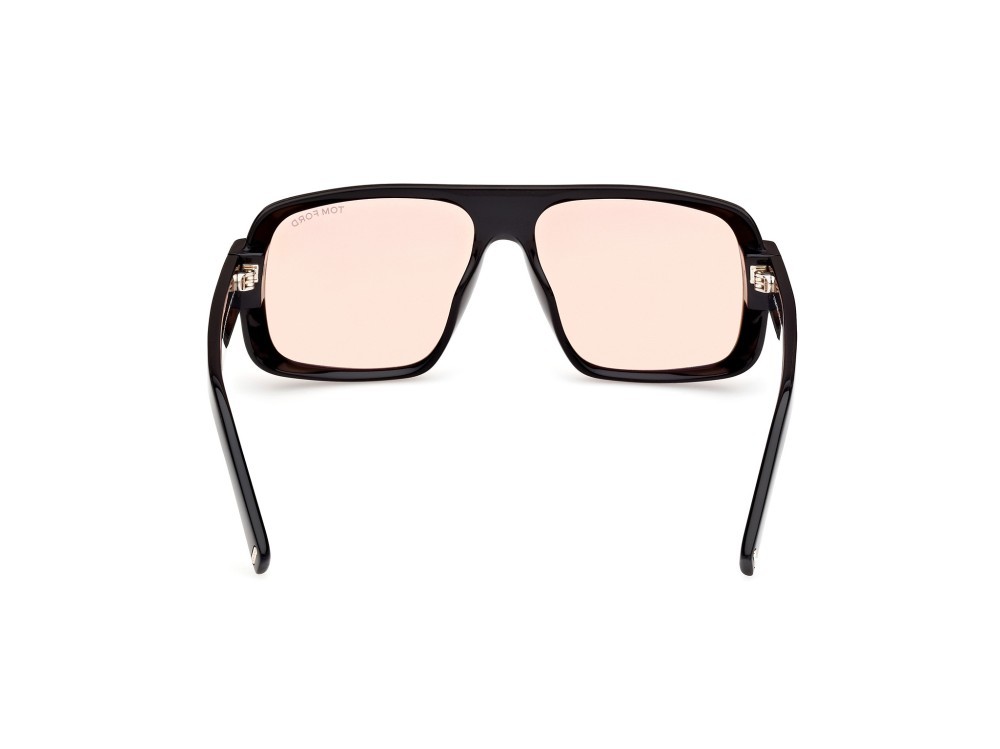 Sunglasses Tom Ford Turner FT1101 (01E) color nero lucido shape navigator lenses marrone