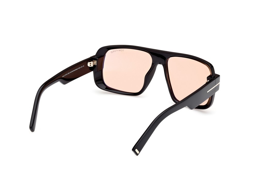 Sunglasses Tom Ford Turner FT1101 (01E) color nero lucido shape navigator lenses marrone