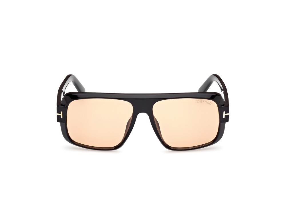 Sunglasses Tom Ford Turner FT1101 (01E) color nero lucido shape navigator lenses marrone
