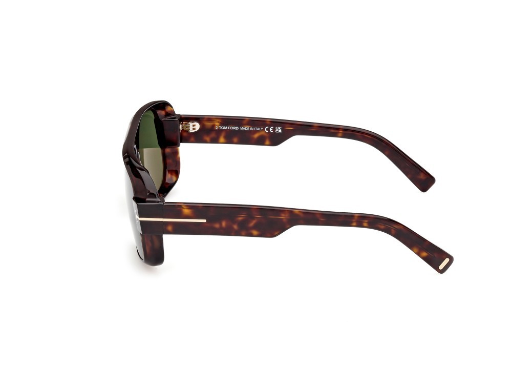 Sunglasses Tom Ford Turner FT1101 (52N) color avana scura shape navigator lenses verde
