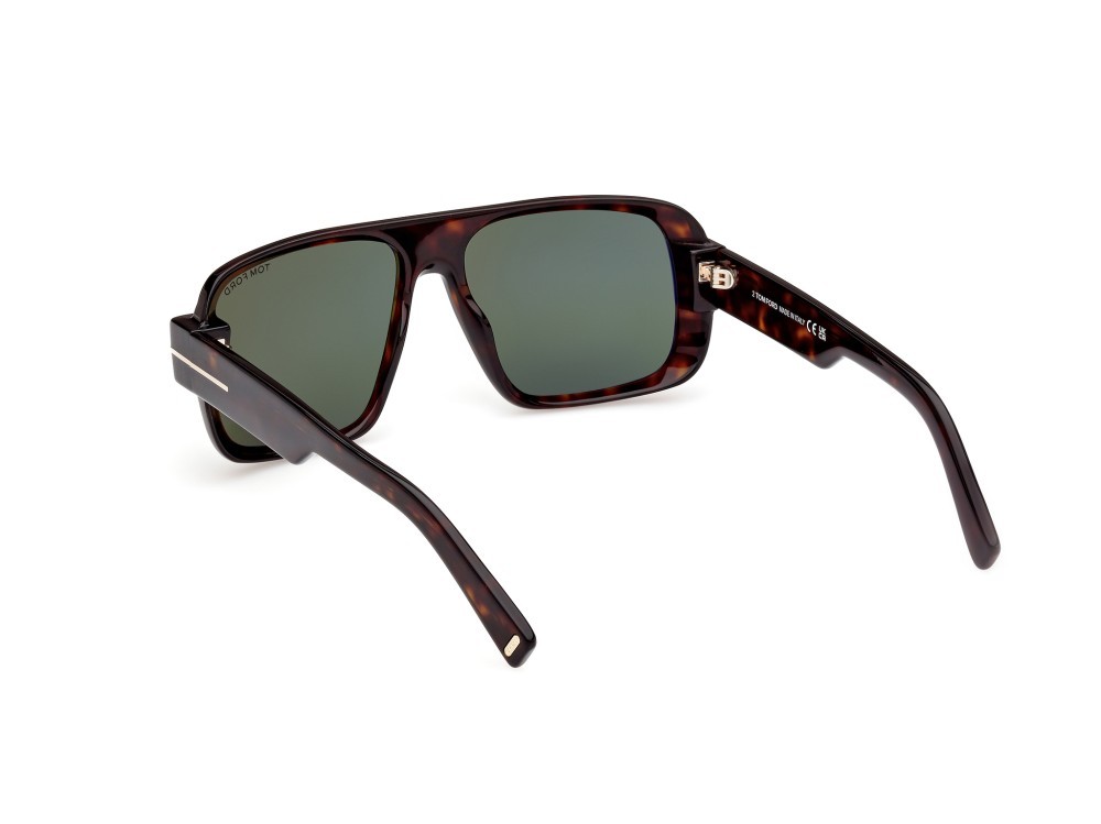 Sunglasses Tom Ford Turner FT1101 (52N) color avana scura shape navigator lenses verde