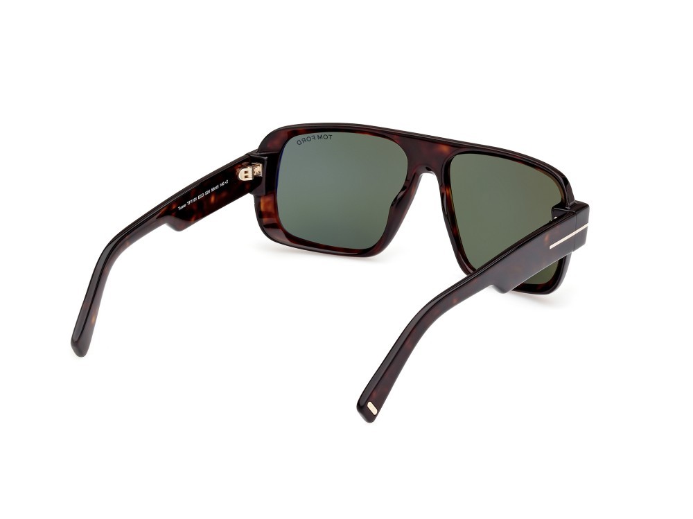 Sunglasses Tom Ford Turner FT1101 (52N) color avana scura shape navigator lenses verde