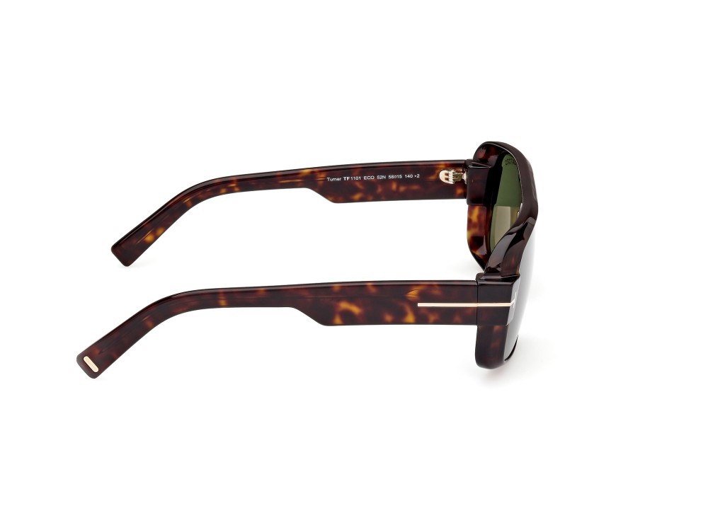 Sunglasses Tom Ford Turner FT1101 (52N) color avana scura shape navigator lenses verde