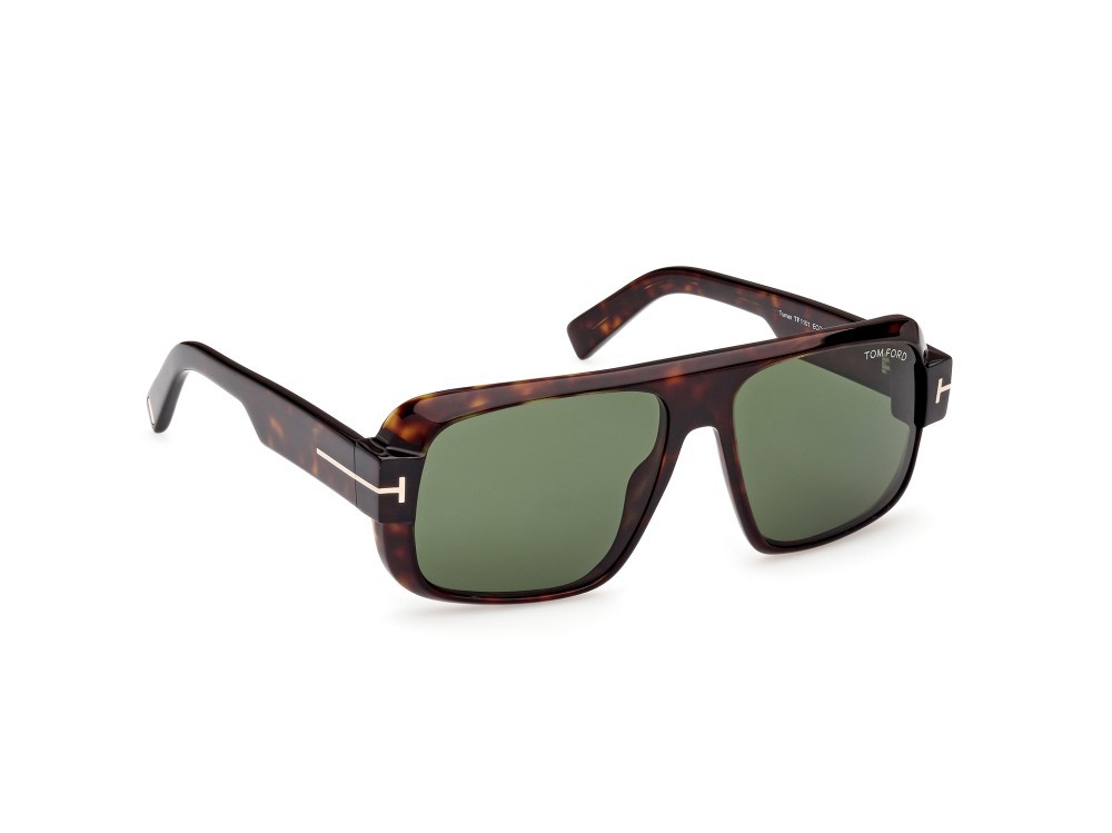 Sunglasses Tom Ford Turner FT1101 (52N) color avana scura shape navigator lenses verde