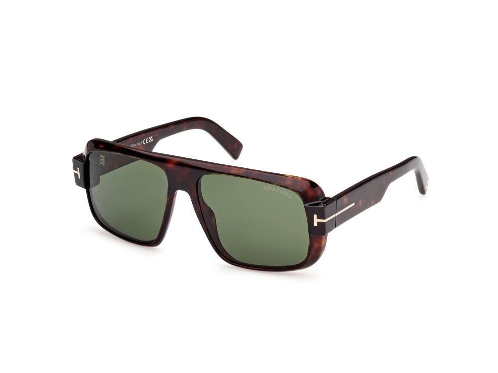 Sunglasses Tom Ford Turner FT1101 (52N) color avana scura shape navigator lenses verde