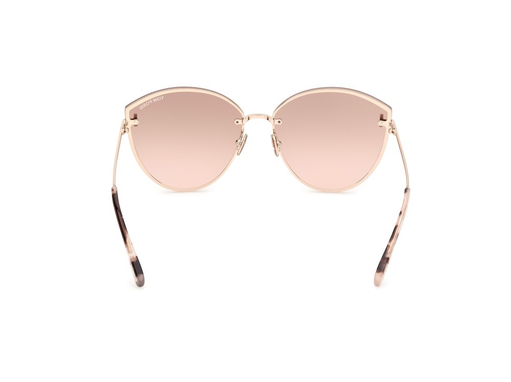 Sonnenbrillen Tom Ford Evangeline FT1106 (28U) farbe oro rosè lucido form cat-eye gläser bordeaux specchiato