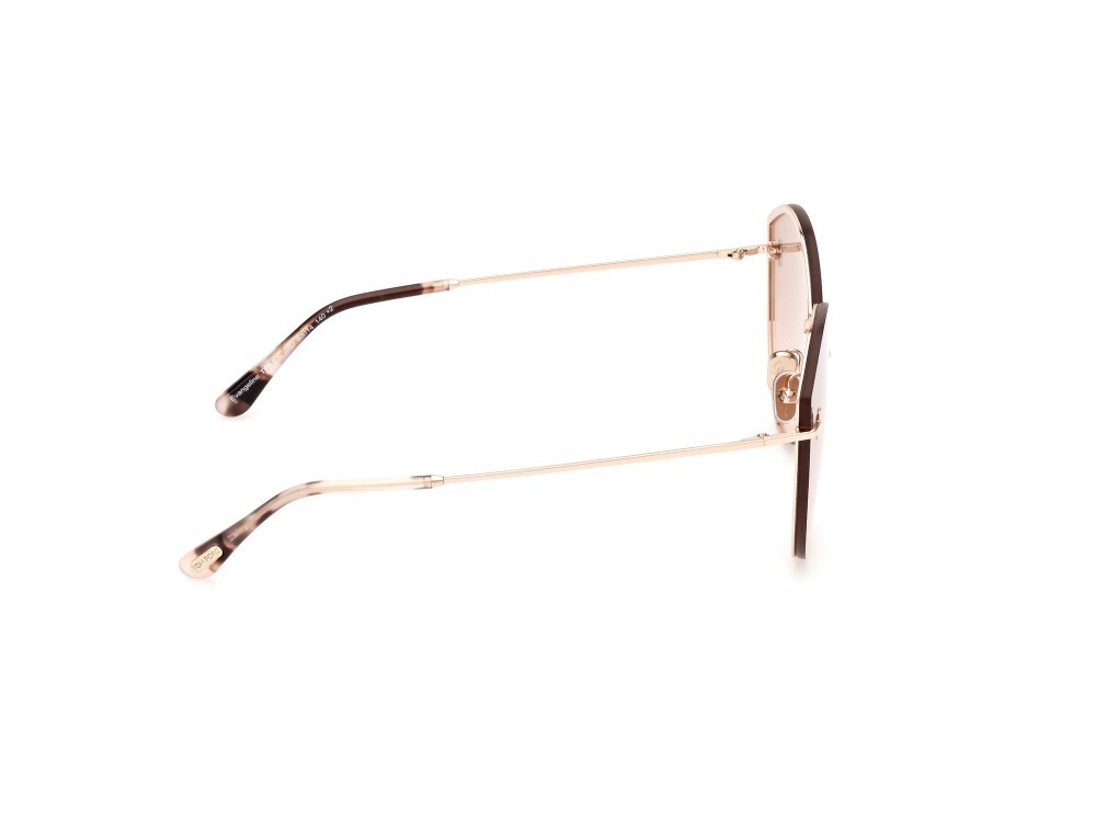 Sonnenbrillen Tom Ford Evangeline FT1106 (28U) farbe oro rosè lucido form cat-eye gläser bordeaux specchiato