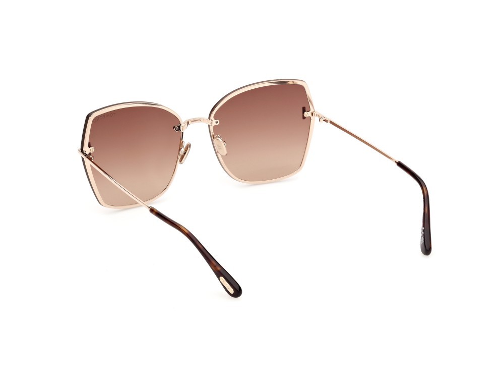Sonnenbrillen Tom Ford Nickie-02 FT1107 (28F) farbe oro rosè lucido form schmetterling gläser marrone sfumato