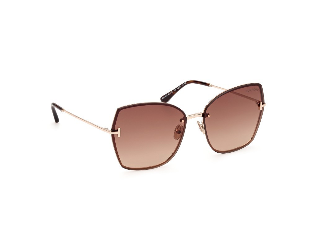 Sonnenbrillen Tom Ford Nickie-02 FT1107 (28F) farbe oro rosè lucido form schmetterling gläser marrone sfumato