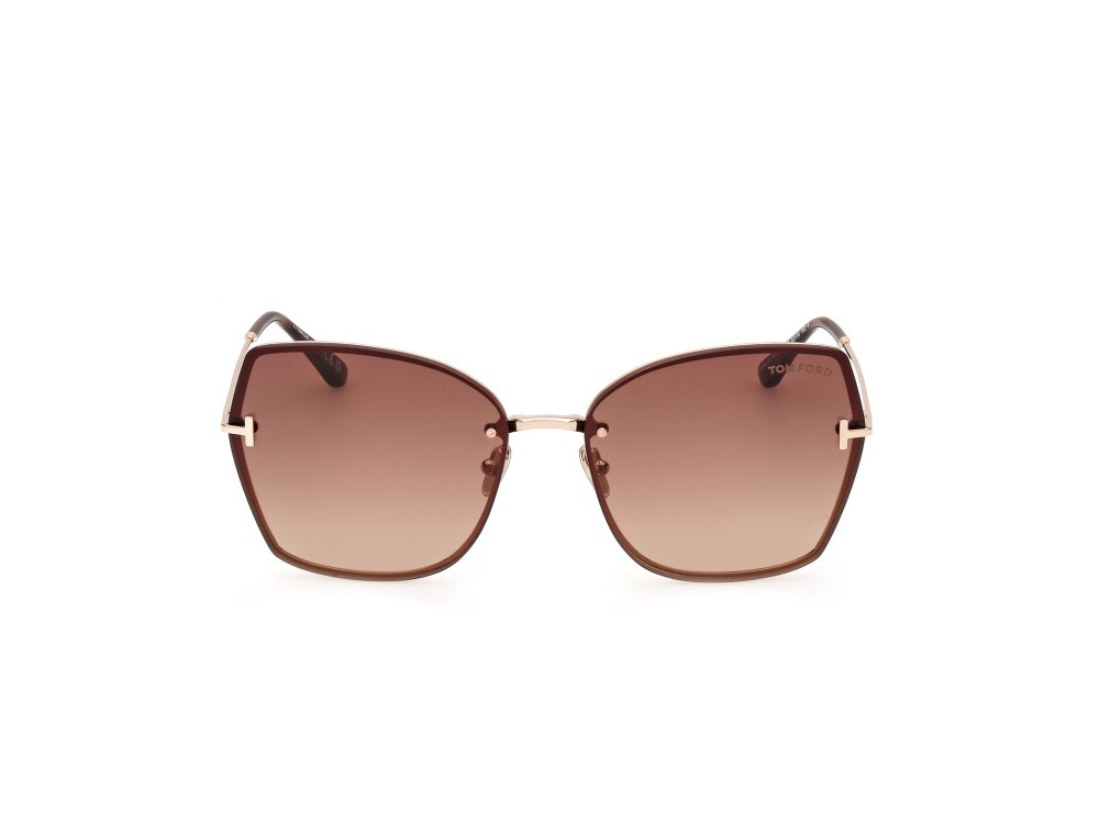 Sonnenbrillen Tom Ford Nickie-02 FT1107 (28F) farbe oro rosè lucido form schmetterling gläser marrone sfumato