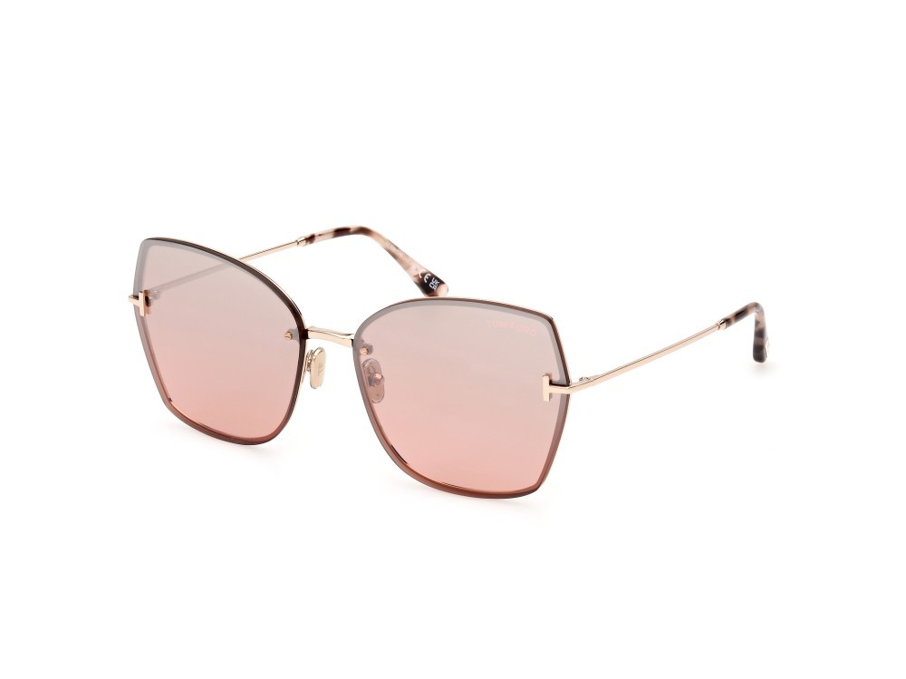 Sonnenbrillen Tom Ford Nickie-02 FT1107 (28U) farbe oro rosè lucido form schmetterling gläser bordeaux specchiato