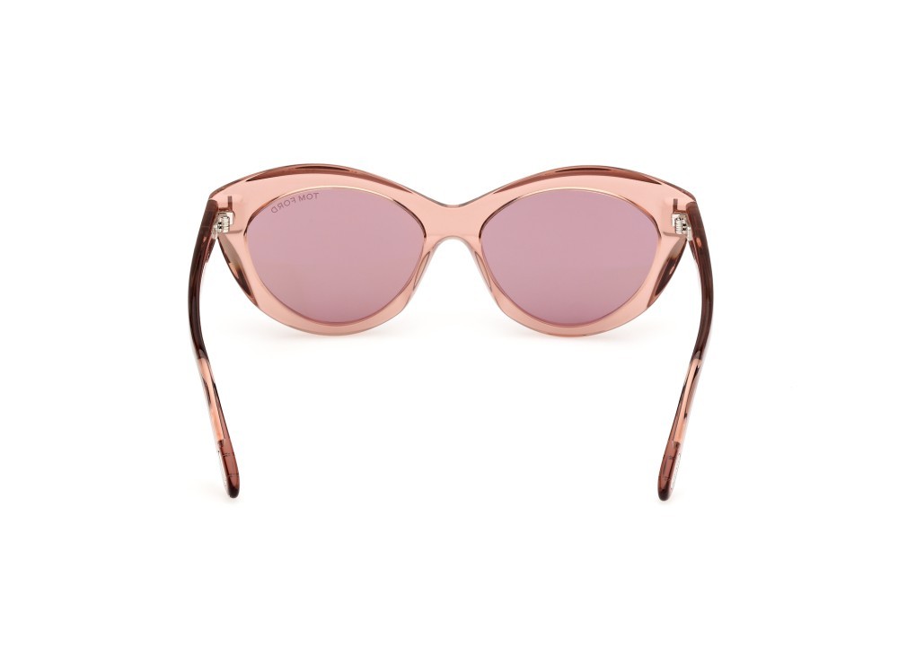 Sunglasses Tom Ford Toni FT1111 (72Z) color rosa chiaro lucido shape oval lenses viola sfumato o specchiato