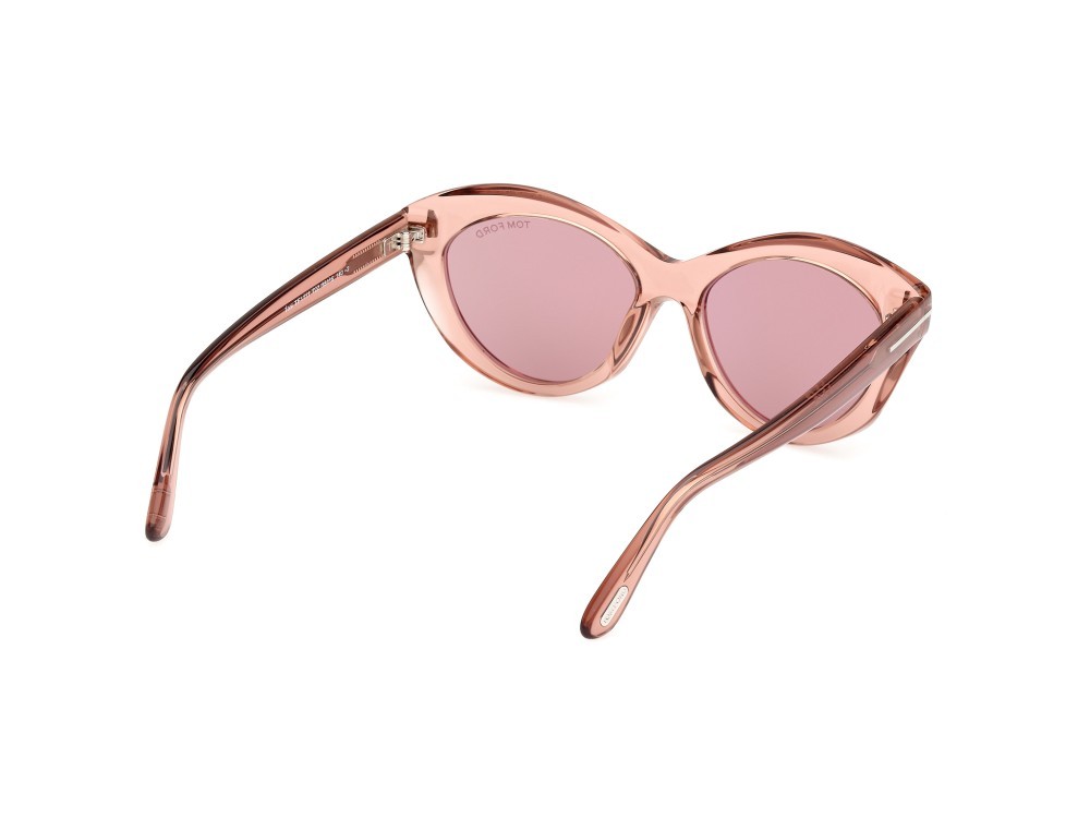 Sunglasses Tom Ford Toni FT1111 (72Z) color rosa chiaro lucido shape oval lenses viola sfumato o specchiato