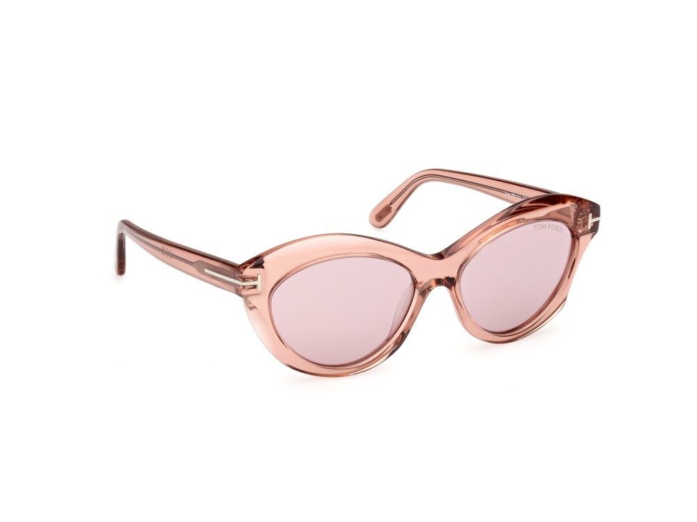 Sunglasses Tom Ford Toni FT1111 (72Z) color rosa chiaro lucido shape oval lenses viola sfumato o specchiato