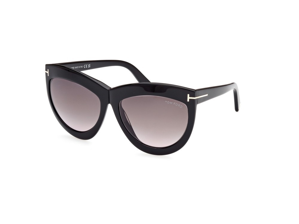 Sonnenbrillen Tom Ford Doris FT1112 (01B) farbe nero lucido form cat-eye gläser fumo grad.
