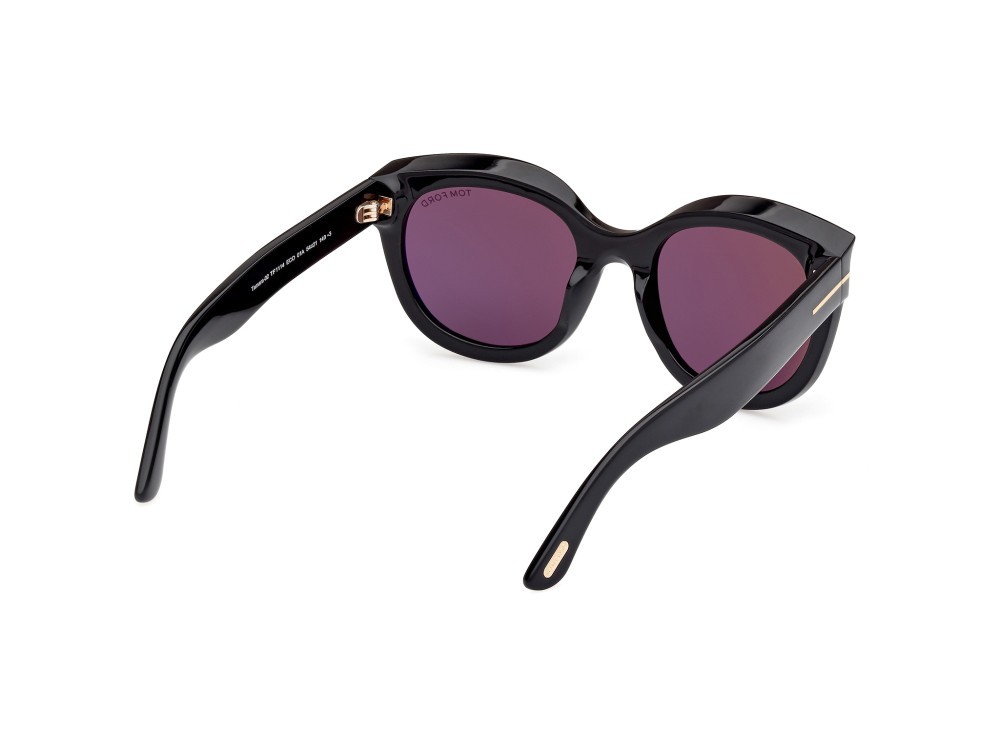 Sonnenbrillen Tom Ford Tamara-02 FT1114 (01A) farbe nero lucido form cat-eye gläser fumo